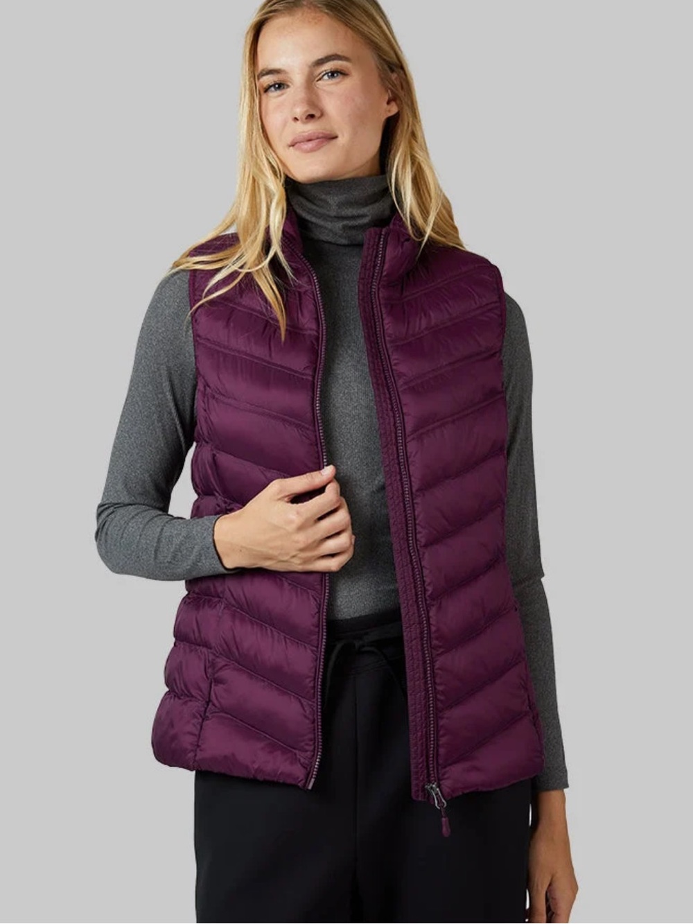 32 Degrees Women's Puffer Vest Purple Sleeveless Padded Quilted